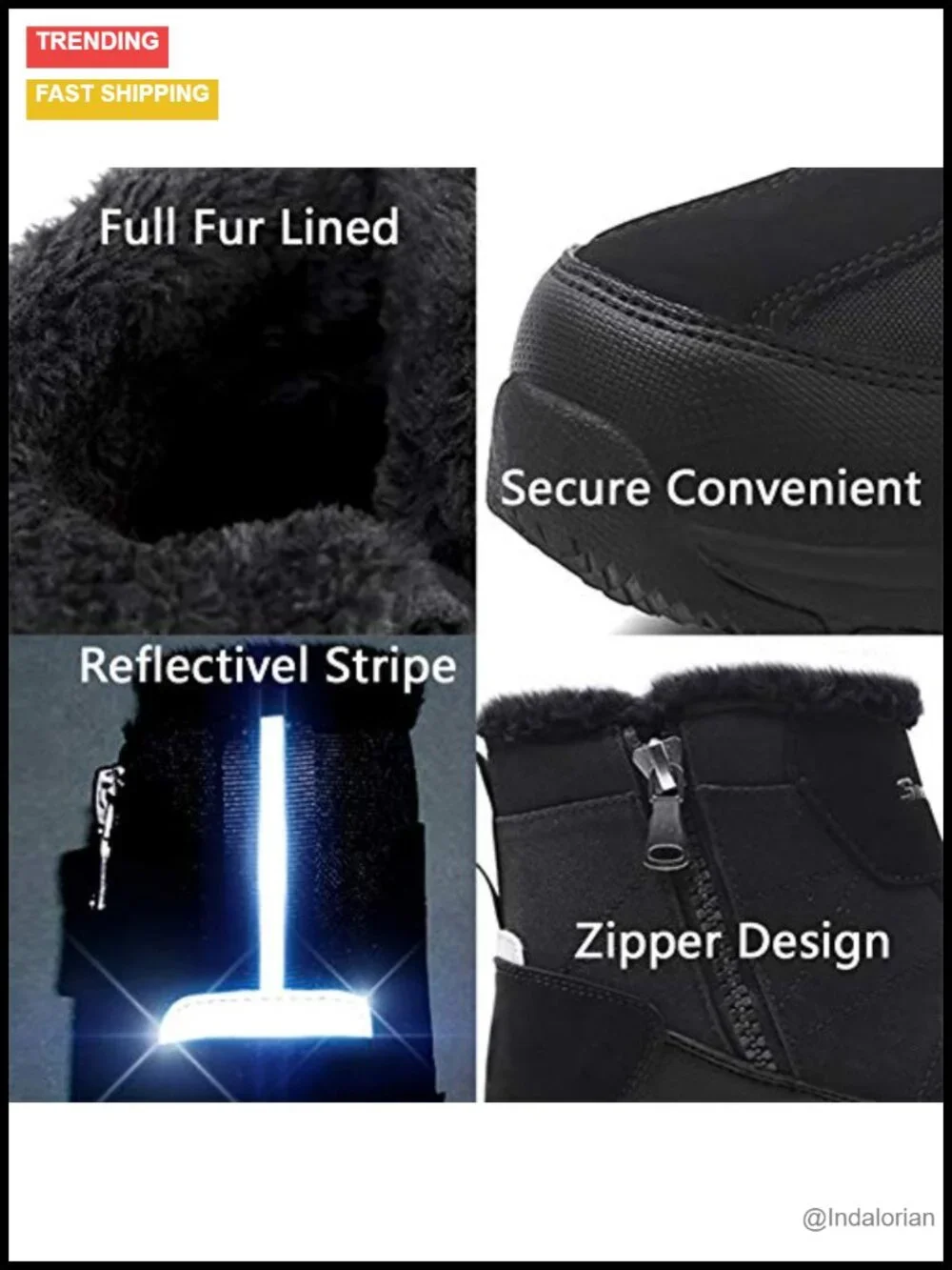 Men's Waterproof Fur Lined Snow Boots Ankle Boots Winter Shoes